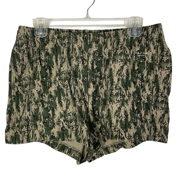 Rag & Bone City Mini Sweatshort Army Multi Womens Large Camo Green Pockets Terry - Picture 2 of 12